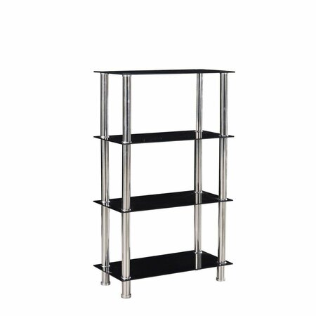 BETTER HOME 40 x 24 x 12 in. Jane Decorative Glass 4 Tier Shelves Bookcase, Silver & Chrome 616859963733